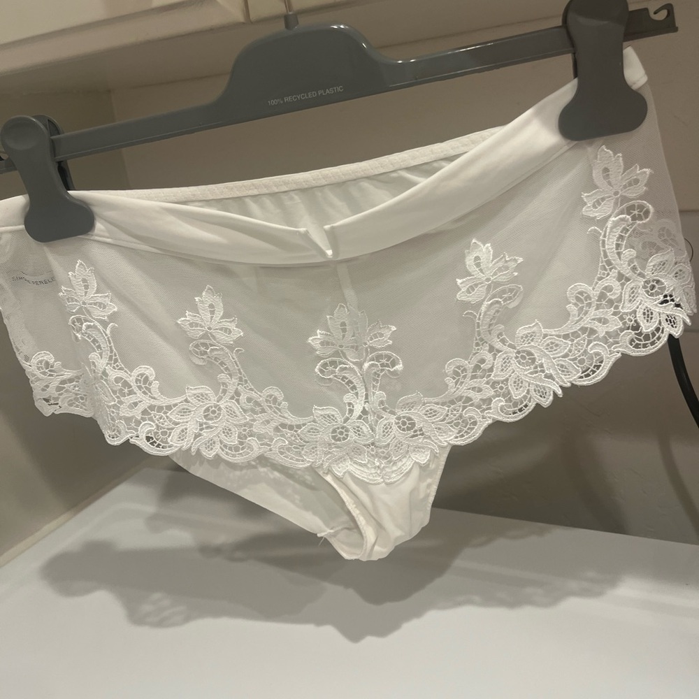 Simone Perele White Lace bra and Matching Brief bra 36 C panties L - Picture 5 of 14